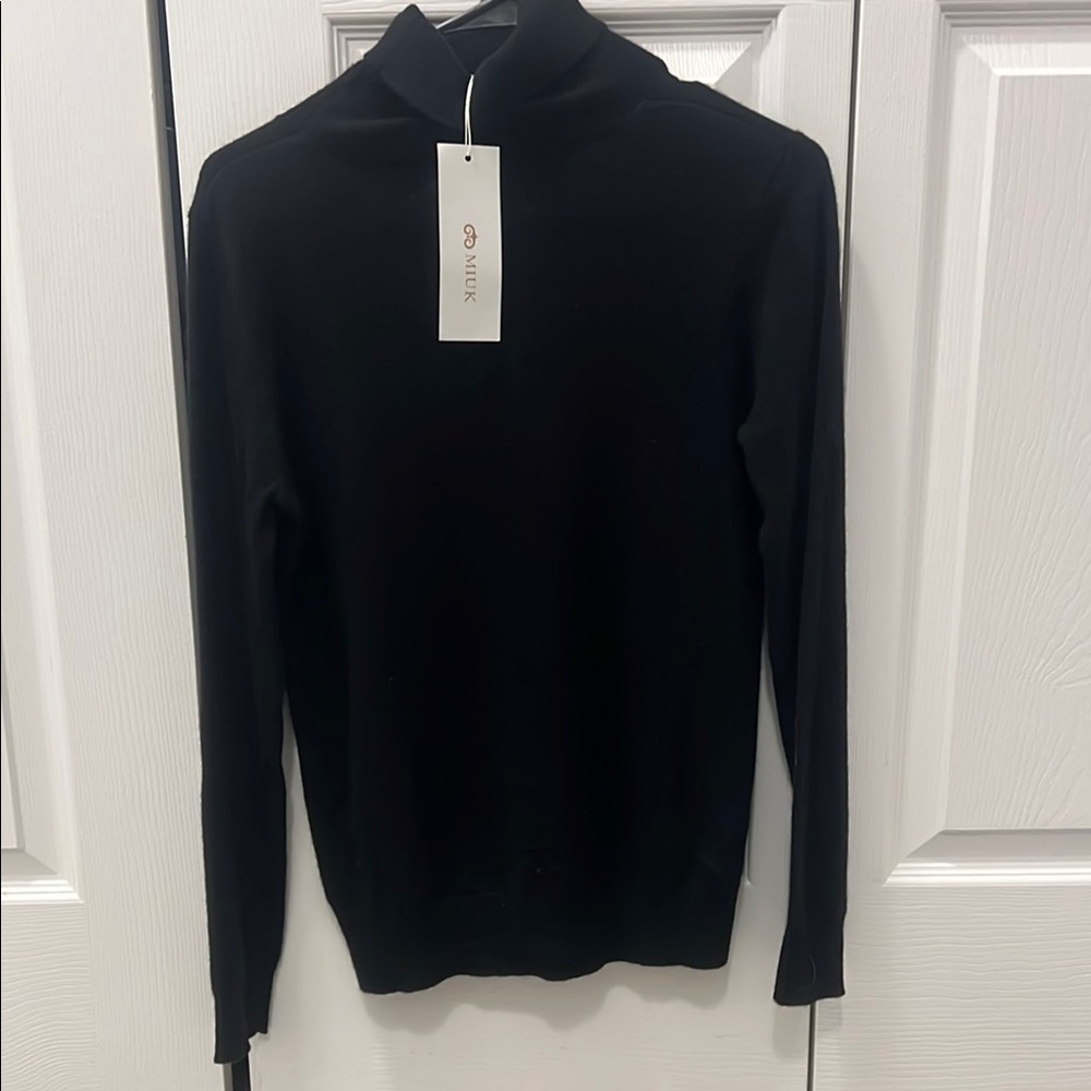 Miuk Black Cowl Neck Cashmere Sweater Fitted